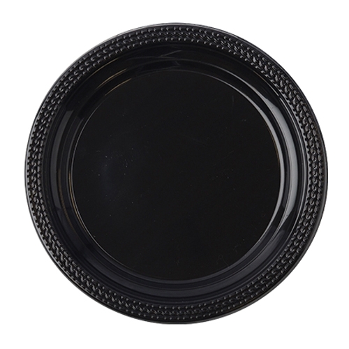 9IN ROUND PLATE POLY BLACK/4/CS PCS