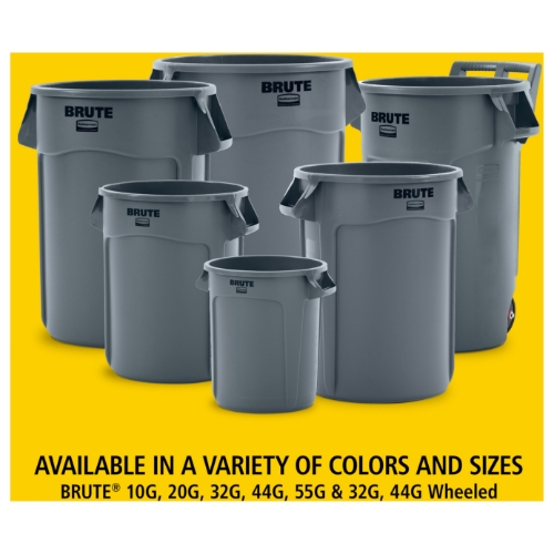 Rubbermaid Commercial Products BRUTE 44 Gallon Yellow Outdoor Trash Container