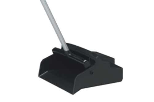 Impact Lobby Dust Pan with Long Plastic Handle, Black