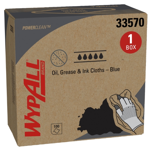 WypAll® Oil, Grease & Ink Cloths (33570), Pop-Up Box, Lint-Free Towels, Blue (100 Sheets/Pack, 5 Packs/Case, 500 Sheets/Case)