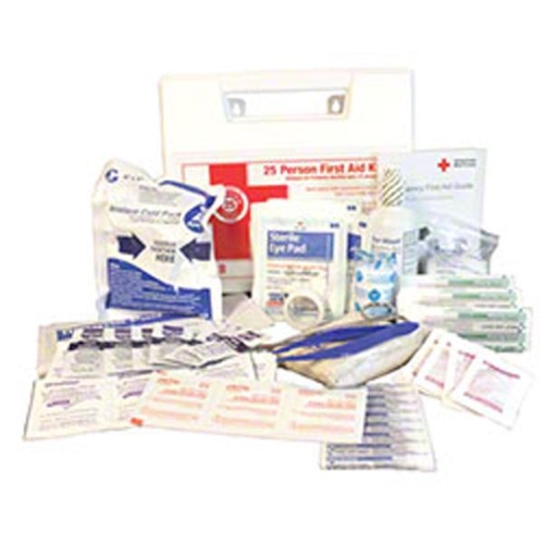 25-PERSON FIRST AID KIT PLASTIC W/WALL MOUNTABLE HANDLE (12/CS)