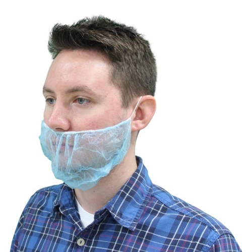 BEARD COVER POLY BLUE 10/100