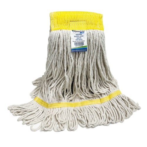 KleenLine Pro Looped White Blend Wet Mop Head, 5" Headband, 16 oz.