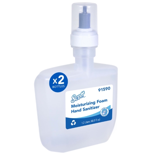 Scott® Moisturizing Foam Hand Sanitizer, 1.2 L Clear, Fresh Scent Automatic Hand Soap Refills for Kimberly-Clark Professional™ ICON™ and Scott® Pro™ Automatic Dispensers, NSF E-3 Rated (2 Bottles/Case)
